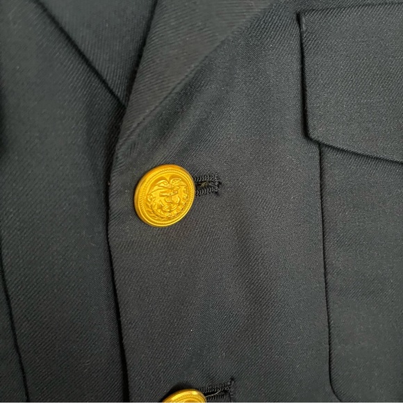 Vintage Military Uniform Jacket Navy Blue Coat Patches Silver Eagle Gold Buttons - Picture 4 of 11
